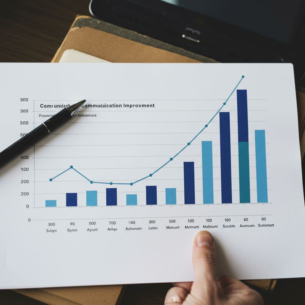 A graph showing communication improvement